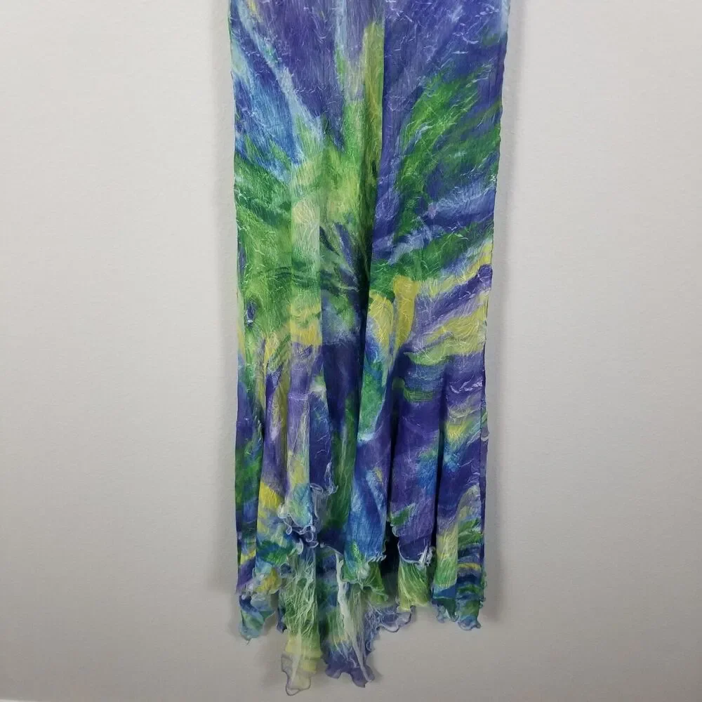Komarov Purple Blue Green Sheer Dress Sz XL Item #9517 - Picture 10 of 14